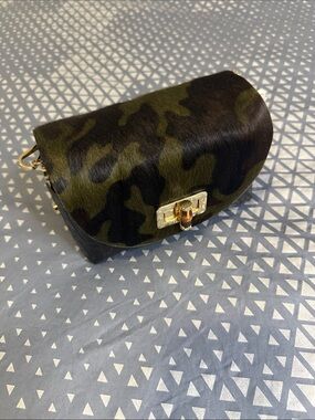 Camouflage Cowhide Crossbody Bag - Olive/Black & Brown